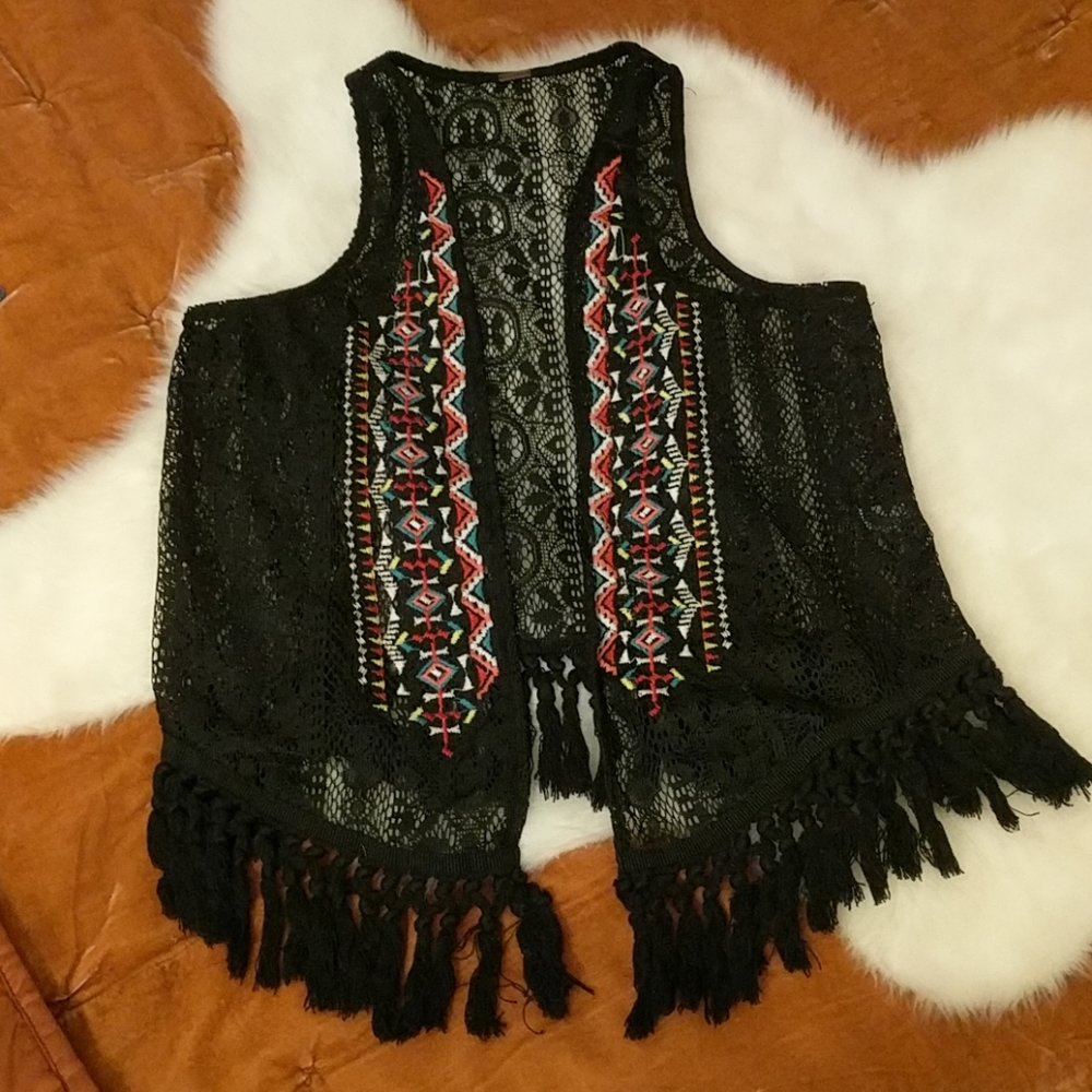 -SOLD- Black Lace Vest